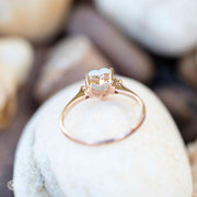 Heart Shaped Solid Opal & Diamond Engagement Ring in 18K Rose Gold