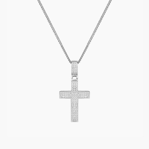 The Double Plated Iced Cross Pendant