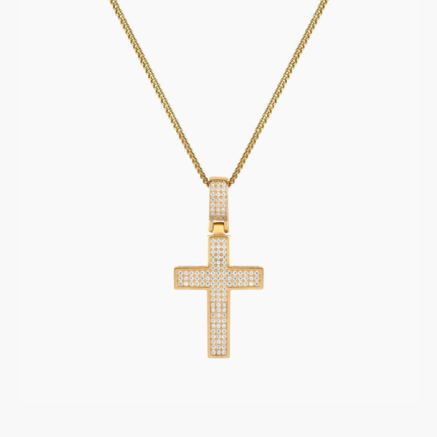 The Double Plated Iced Cross Pendant