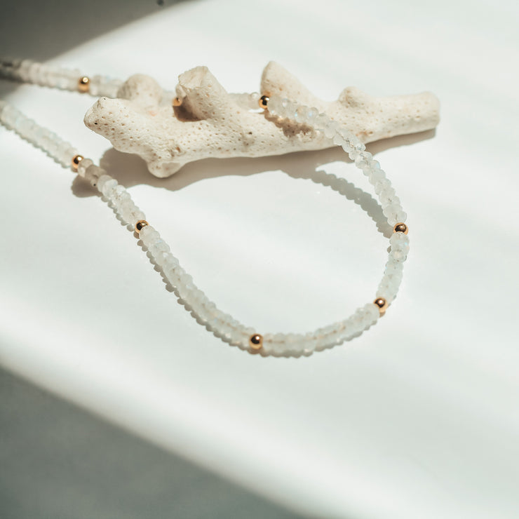 Moonstone Beaded Gemstone Necklace- Moon Cycle