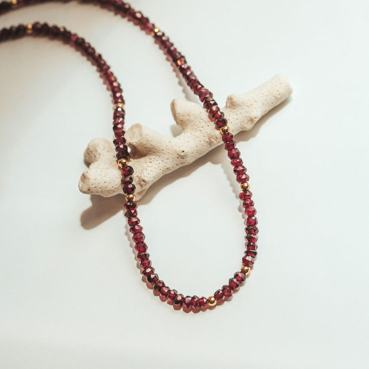 Red Garnet Gemstone Necklace- Moon Cycle