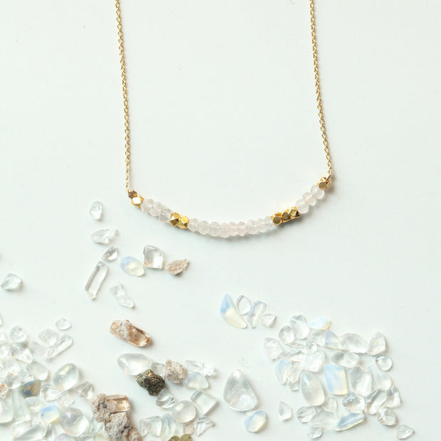 Rose Quartz Morse Code Necklace Customize your Code