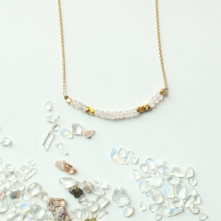 Rose Quartz Morse Code Necklace Customize your Code