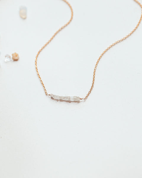 White Diamond Squares Necklace