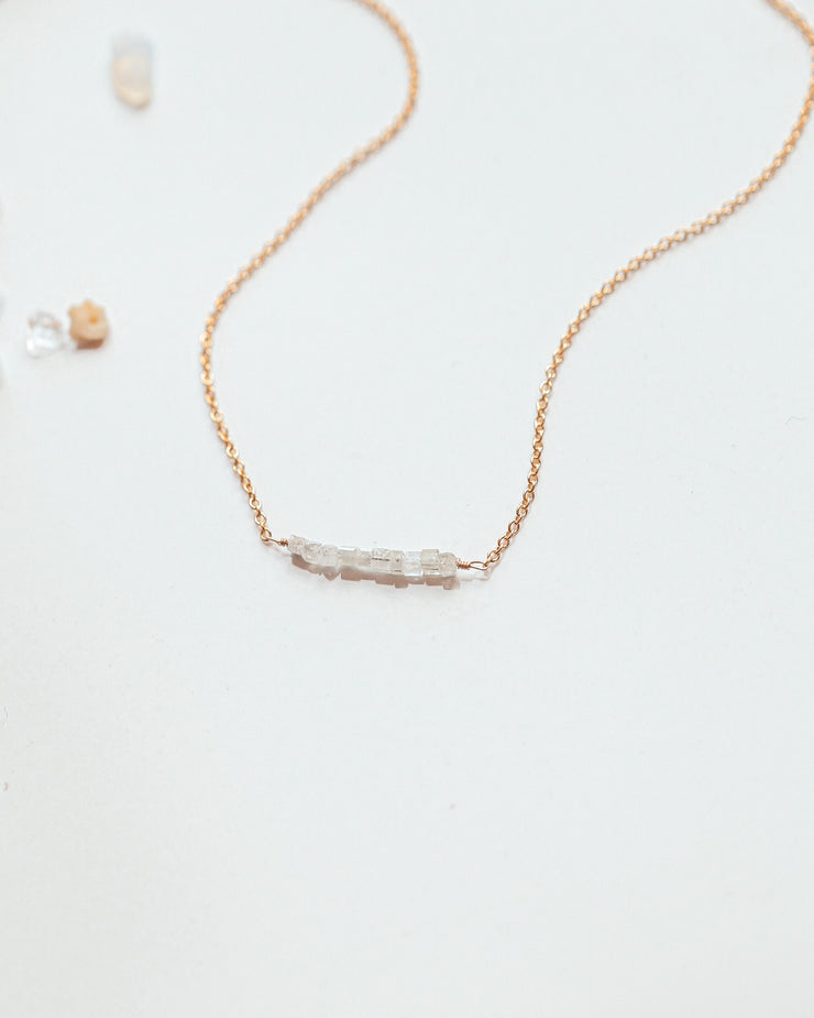 White Diamond Squares Necklace