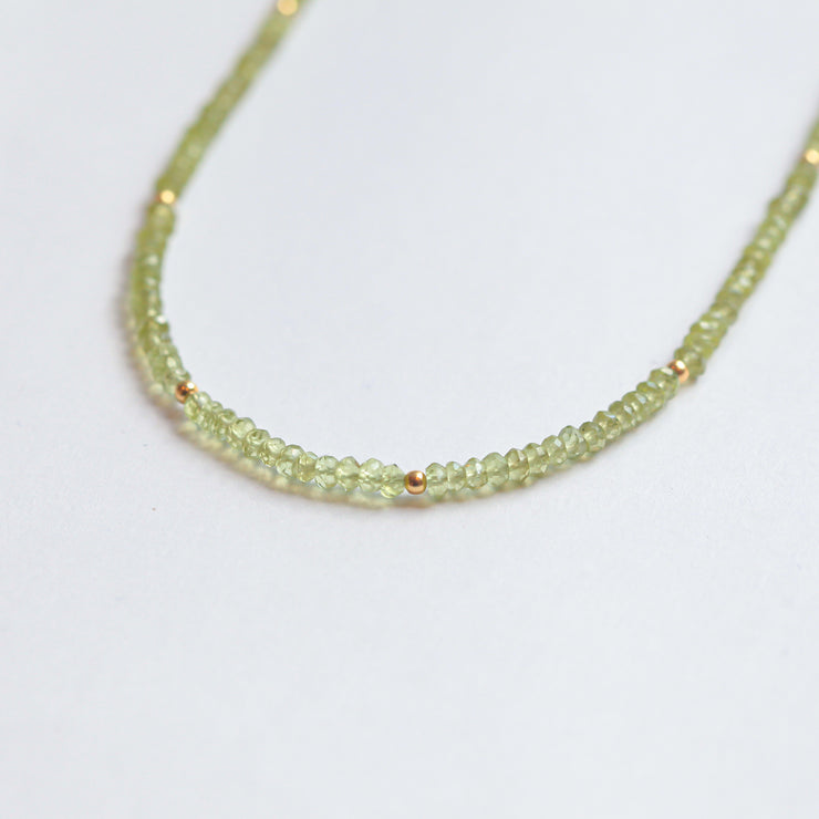 Peridot Beaded Gemstone Necklace- Moon Cycle