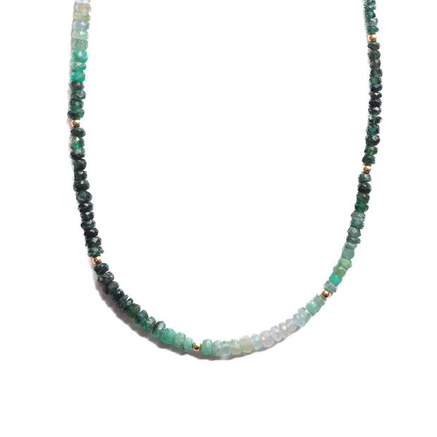 Ombre Emerald and Gold Beaded Gemstone Paz Necklace