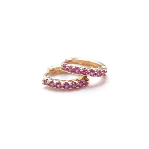 Ruby Pave Hoops