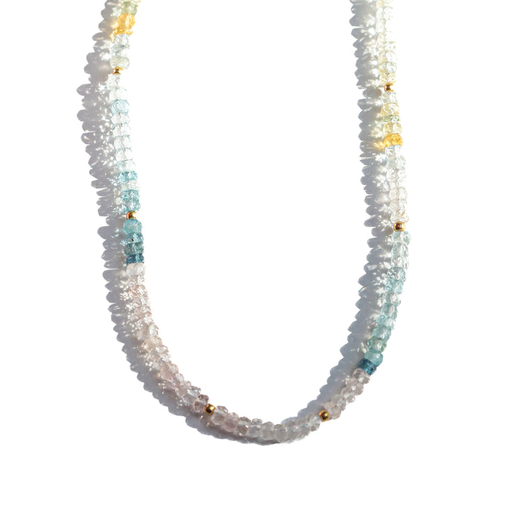 Ombre Aquamarine Gemstone Necklace- Moon Cycle