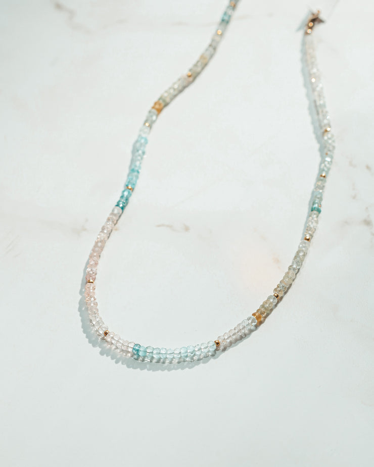 Ombre Aquamarine Gemstone Necklace- Moon Cycle