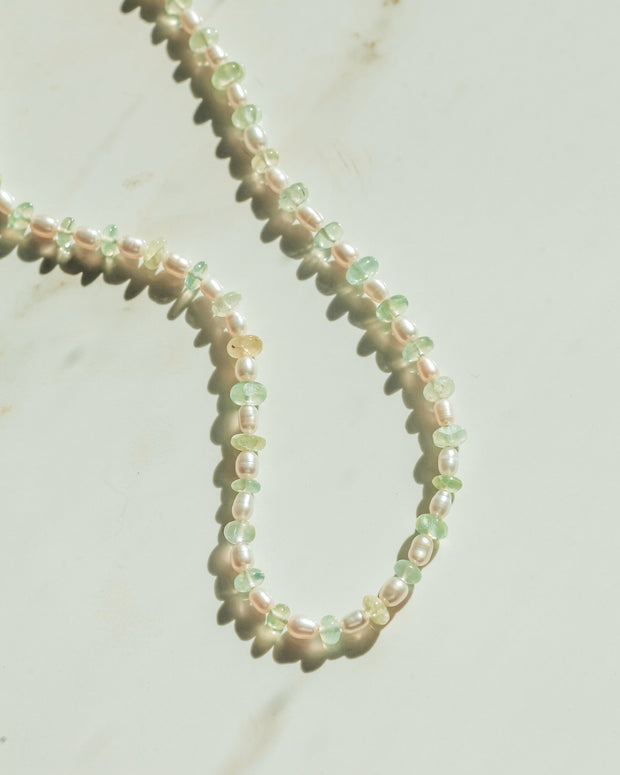 Prehnite and Pearls Necklace