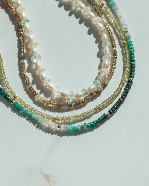 Prehnite and Pearls Necklace