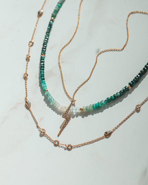 Ombre Emerald Moon Cycle Necklace