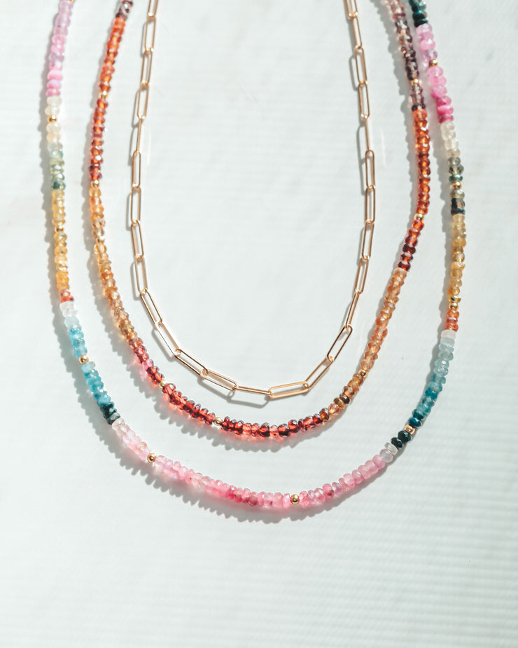 Rainbow Sapphire Gemstone Necklace- Moon Cycle