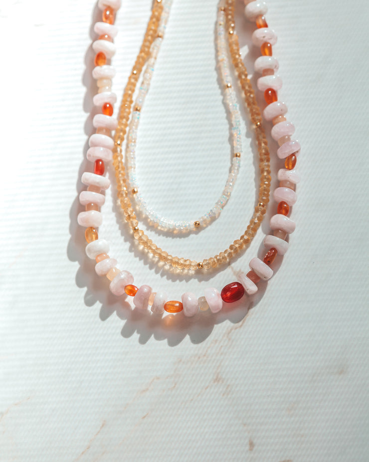 White Fire Opal Gemstone Necklace- Moon Cycle