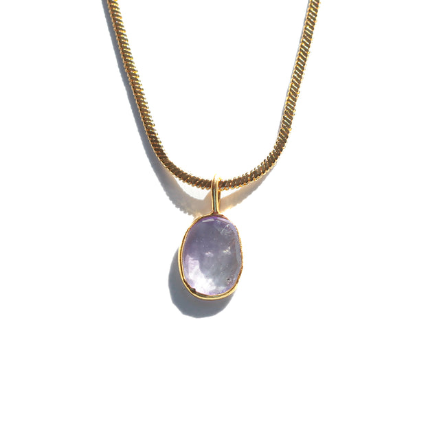 Pink Amethyst Rose Cut Necklace