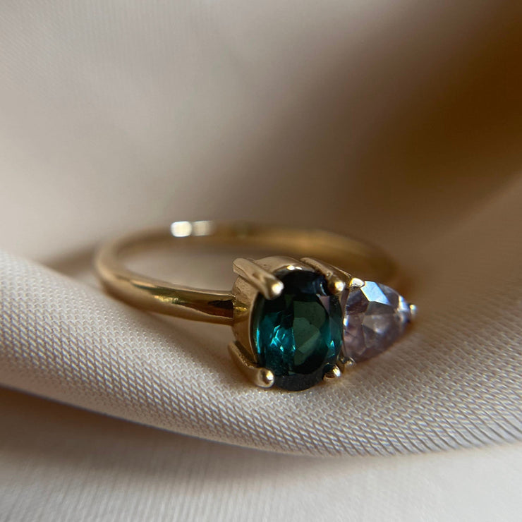 14k Yellow Gold Tourmaline & Pink Sapphire Ring - One of a Kind