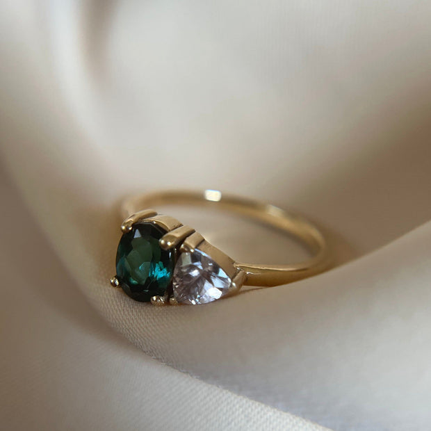 14k Yellow Gold Tourmaline & Pink Sapphire Ring - One of a Kind