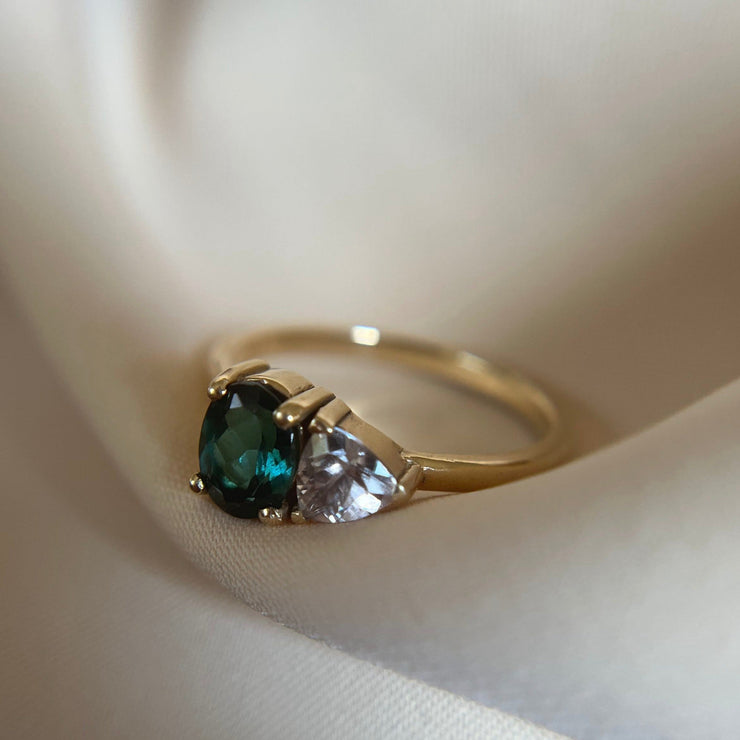 14k Yellow Gold Tourmaline & Pink Sapphire Ring - One of a Kind