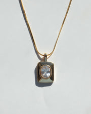 Gold Diamond Pendant Necklace on Silky Gold Omega Chain
