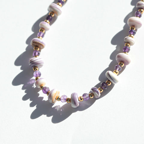 Wompum Amethyst and Gold Necklace