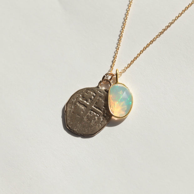 Opal and Coin Relic Necklace