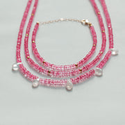 Pink Toumraline Moon Cycle Necklace