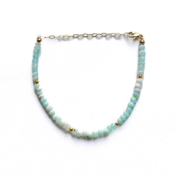 Blue Peruvian Opal and Gold Bracelet