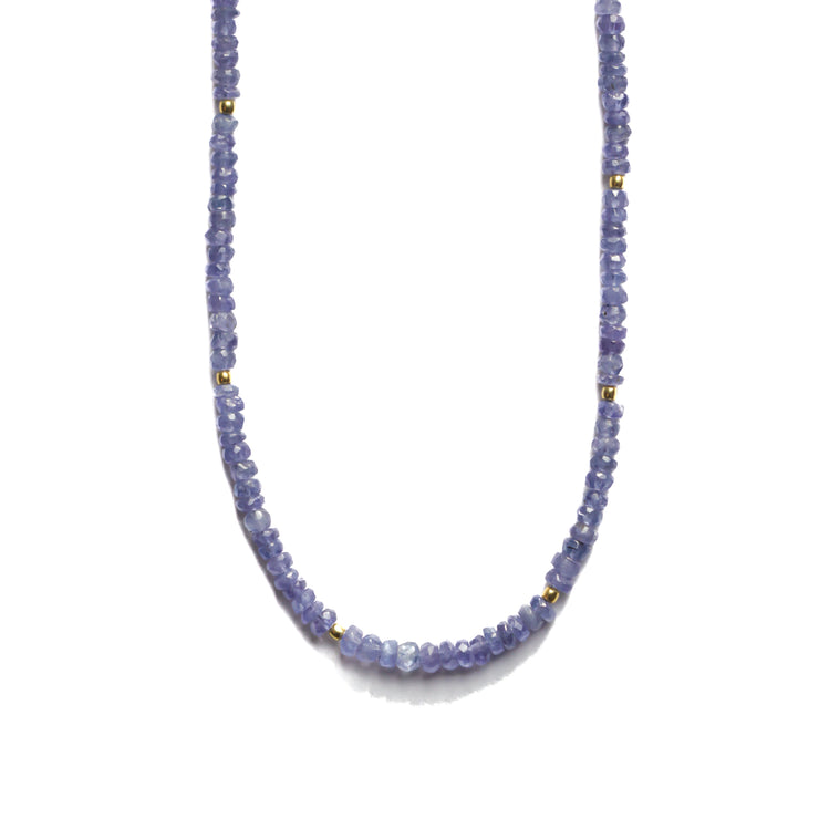 Tanzanite Beaded Gemstone Necklace- Moon Cycle