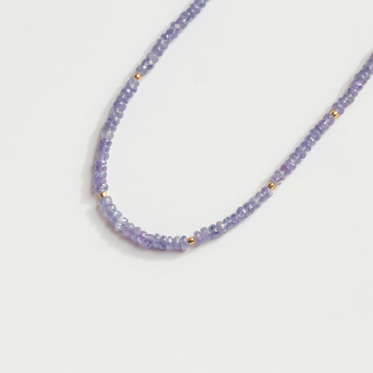 Tanzanite Beaded Gemstone Necklace- Moon Cycle