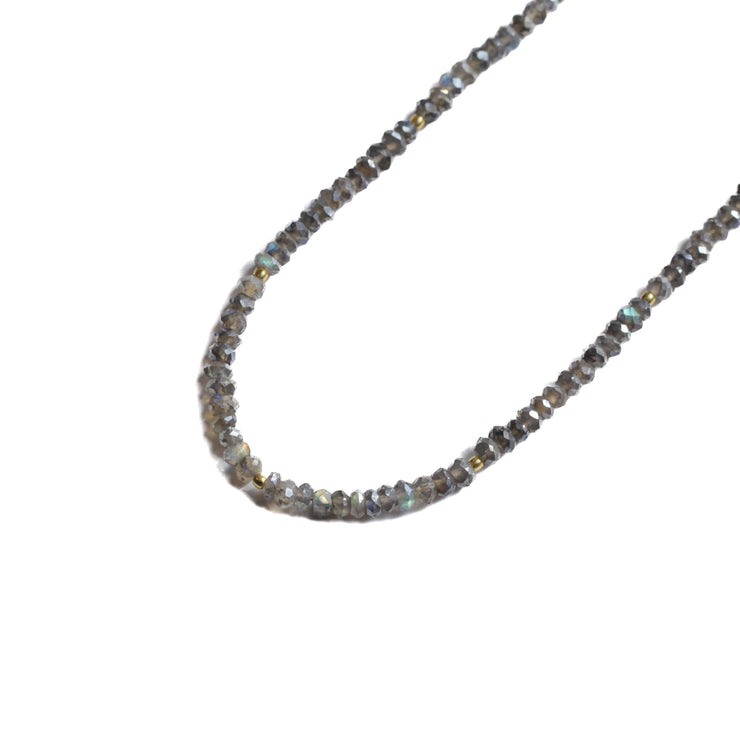 Labradorite Beaded Gemstone Necklace- Moon Cycle