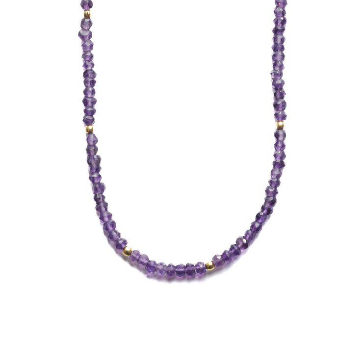 Amethyst Beaded Gemstone Necklace- Moon Cycle