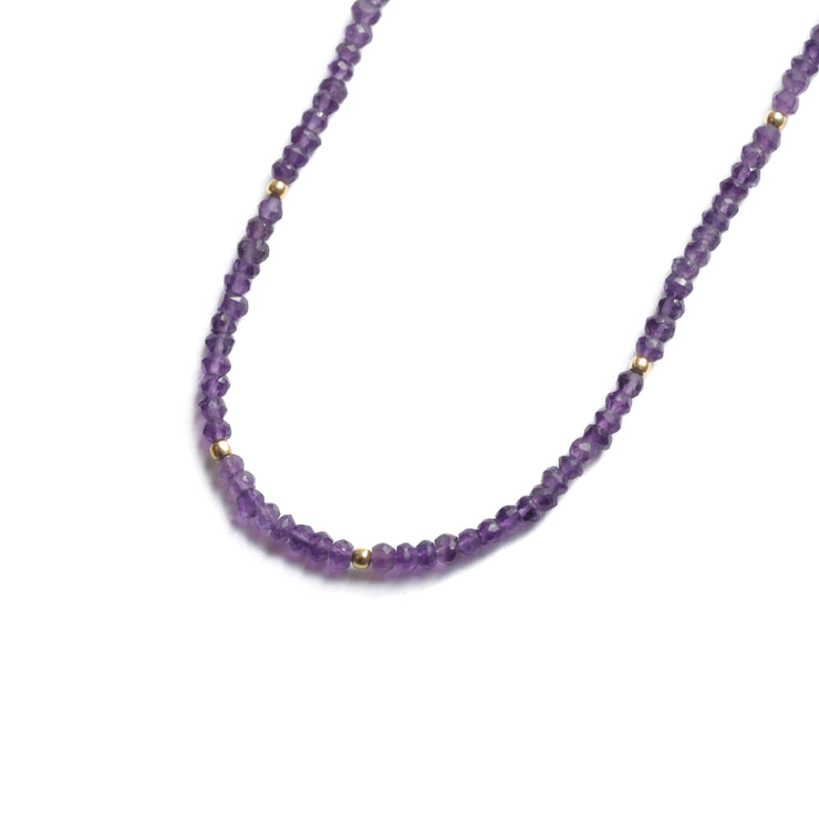 Amethyst Beaded Gemstone Necklace- Moon Cycle