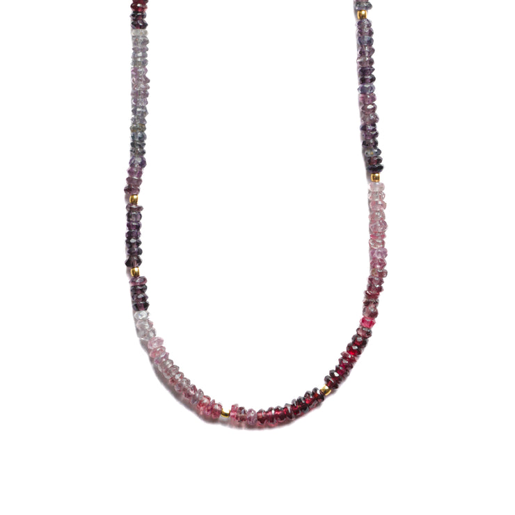 Ombre Garnet Beaded Gemstone Necklace- Moon Cycle