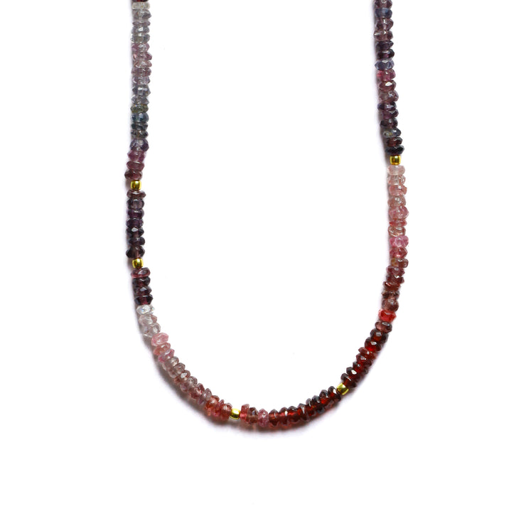 Ombre Garnet Beaded Gemstone Necklace- Moon Cycle