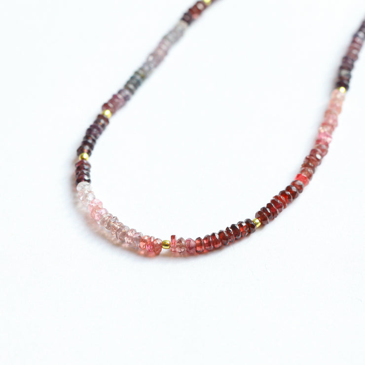 Ombre Garnet Beaded Gemstone Necklace- Moon Cycle