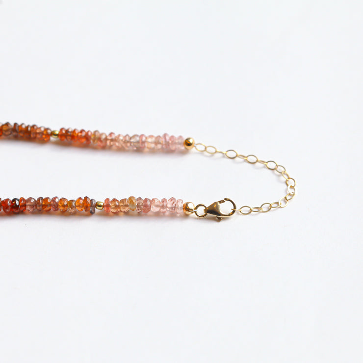 Ombre Garnet Beaded Gemstone Necklace- Moon Cycle