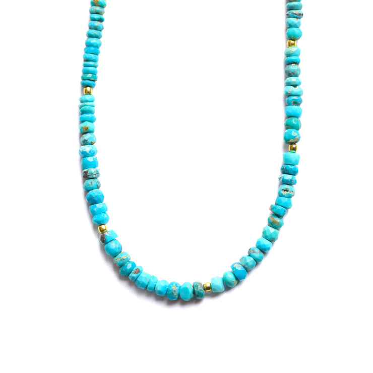 Turquoise Beaded Gemstone Necklace- Moon Cycle