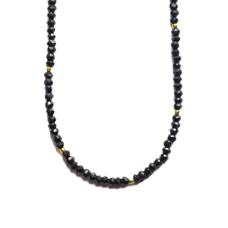 Black Garnet Beaded Gemstone Necklace- Moon Cycle