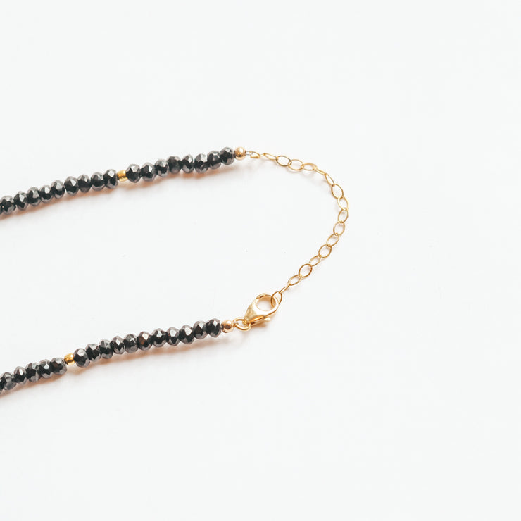 Black Garnet Beaded Gemstone Necklace- Moon Cycle