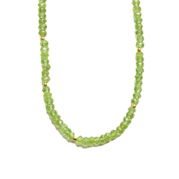 Peridot Beaded Gemstone Necklace- Moon Cycle