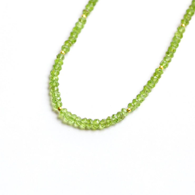 Peridot Beaded Gemstone Necklace- Moon Cycle