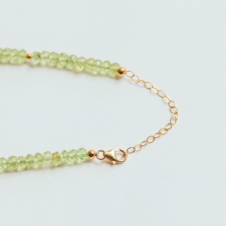 Peridot Beaded Gemstone Necklace- Moon Cycle