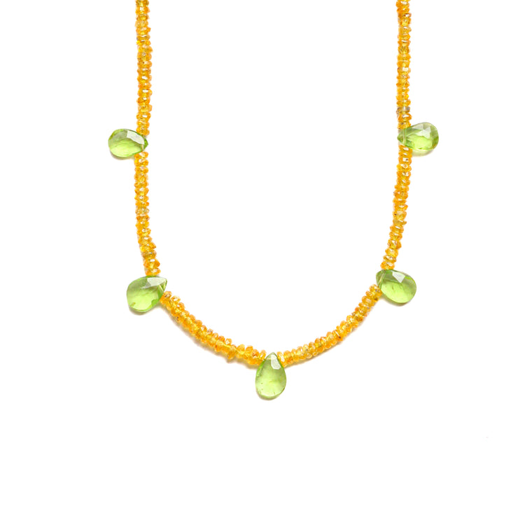 Garnet and Peridot Beaded Gemstone Necklace- Felicity