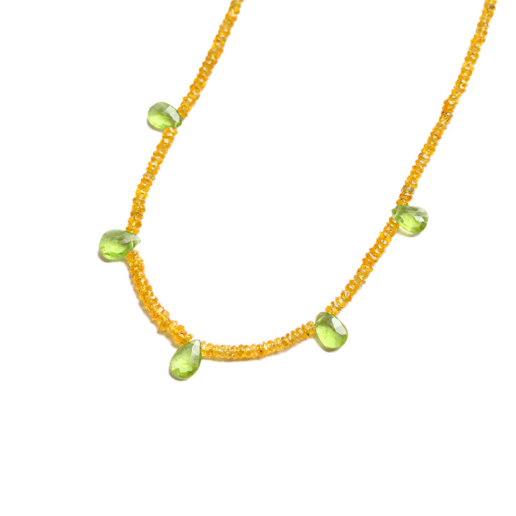 Garnet and Peridot Beaded Gemstone Necklace- Felicity