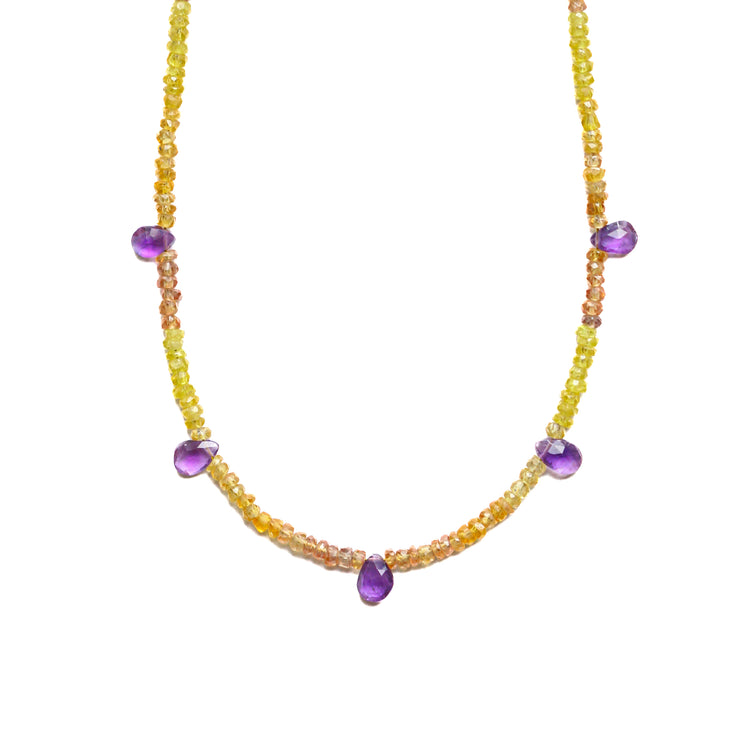 Yellow Sapphire and Amethyst Gemstone Necklace- Felicity