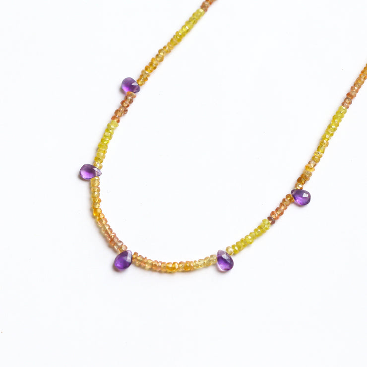 Yellow Sapphire and Amethyst Gemstone Necklace- Felicity