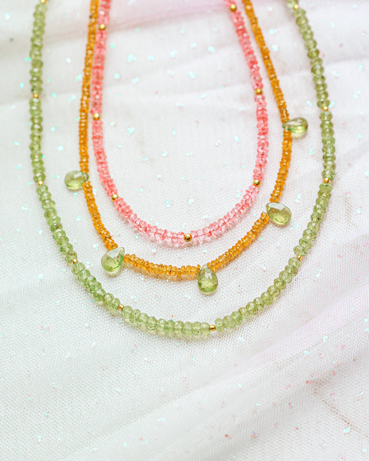 Peridot Beaded Gemstone Necklace- Moon Cycle