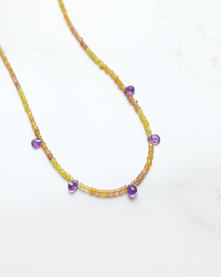 Yellow Sapphire and Amethyst Gemstone Necklace- Felicity