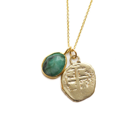 Emerald Healing Coin Necklace